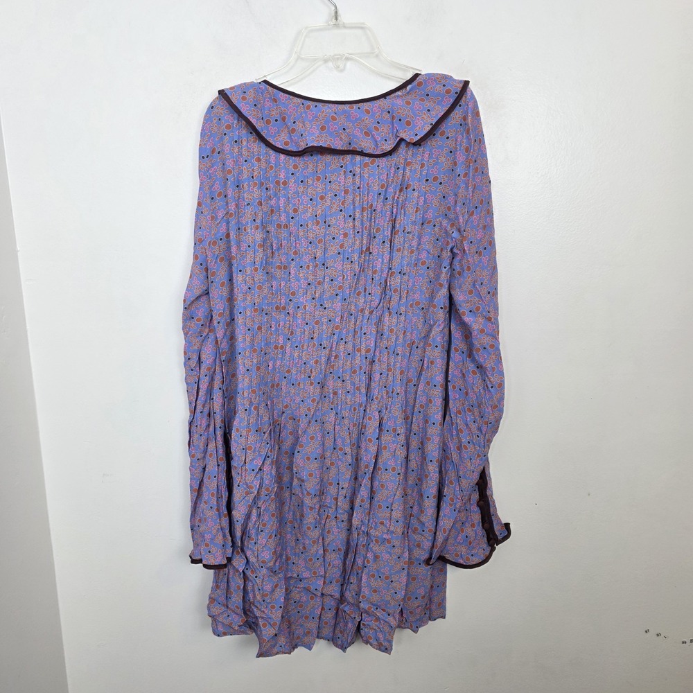 Free People Blue Blossom Baby Long Sleeve Boho Oversized Mini Dress Size M - Picture 8 of 10